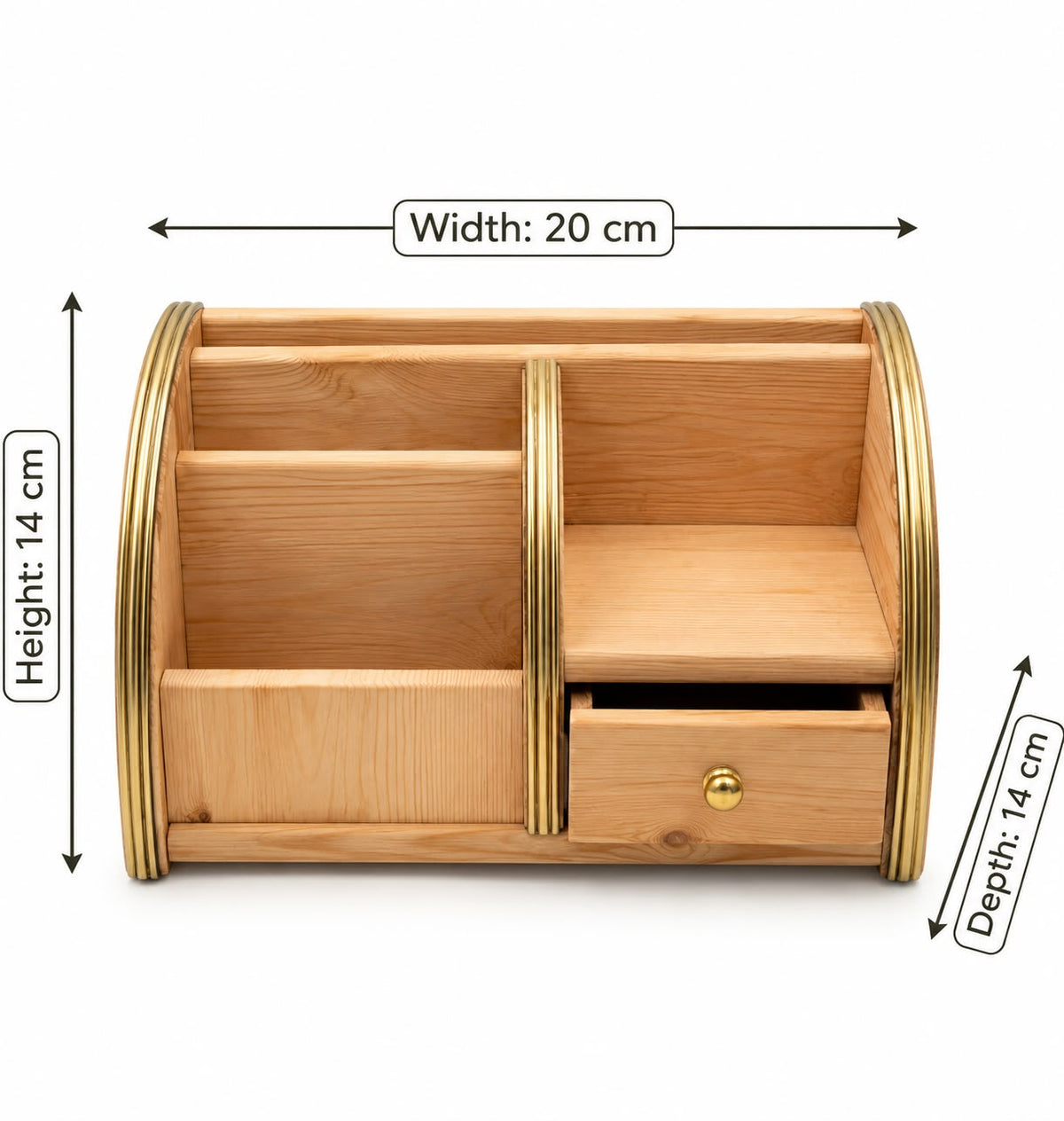 Handcrafted Wooden Organizer with Multiple Compartments & Drawer | Premium Home & Desk Storage