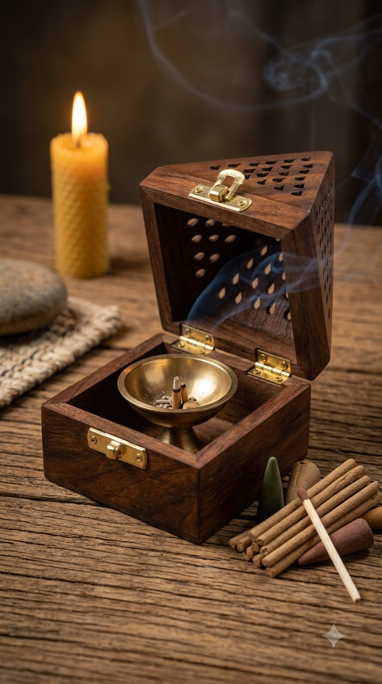 Handcrafted Wooden Pyramid Aroma & Storage Box